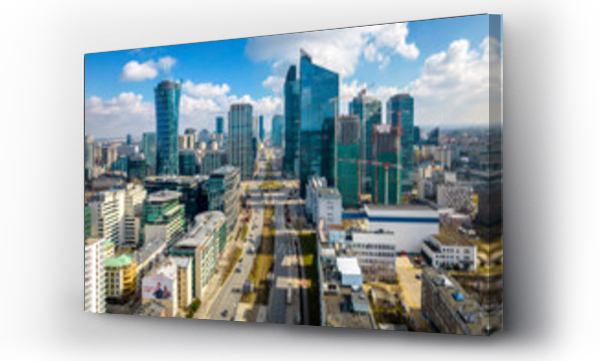 Wizualizacja Obrazu : #582794081 Warszawa, panorama miasta. Widok z drona. Niebieskie niebo i chmury. 