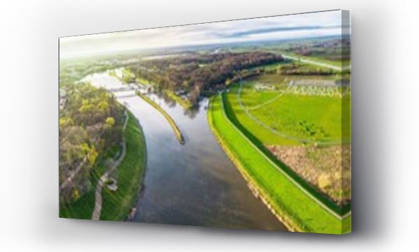 Wizualizacja Obrazu : #593007924 Wyspa Bolko w Opolu nad rzek? Odr? z mostem