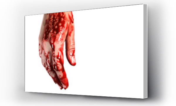Wizualizacja Obrazu : #595494823 bloody hand isolated on a white, concept of murder, violence, halloween