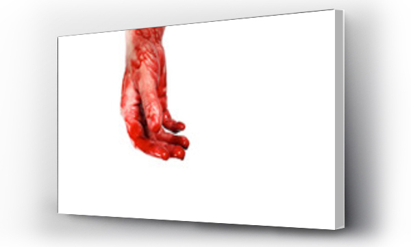 Wizualizacja Obrazu : #595494825 bloody hand isolated on a white, concept of murder, violence, halloween