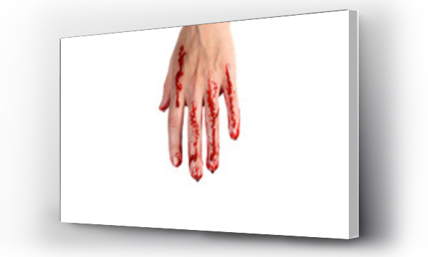 Wizualizacja Obrazu : #595495046 bloody hand isolated on a white, concept of murder, violence, halloween