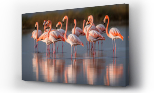 Wizualizacja Obrazu : #598774267 Close up on the beautiful group of flamingos in the wild

