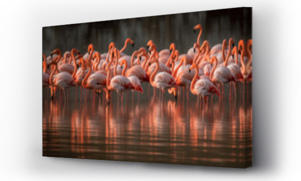 Wizualizacja Obrazu : #598774290 Close up on the beautiful group of flamingos in the wild

