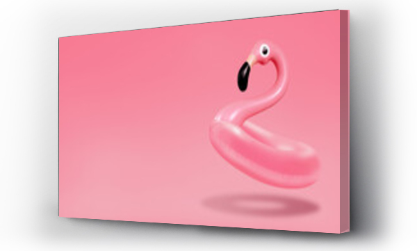 Wizualizacja Obrazu : #599444517 Trendy Summer composition made of pink flamingo inflatable on bright light pink background.Minimal summer concept.Creative art,Contemporary style.Banner background with writing space and copy space.