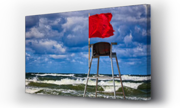 Wizualizacja Obrazu : #601427600 Czerwona flaga Zakaz k?pieli czerwona flaga i ratownicy na posterunku.
