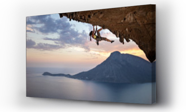 Wizualizacja Obrazu : #60373494 Young female rock climber at sunset, Kalymnos Island, Greece