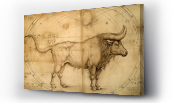 Wizualizacja Obrazu : #606447395 Taurus zodiac sign, Bull horoscope astrology wallpaper background illustration, art, Generative AI
