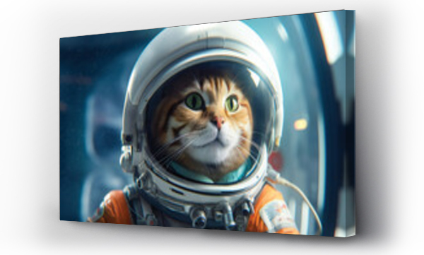 Wizualizacja Obrazu : #610911873 Cute space cat dressed in astronaut suit. Created with Generative AI technology.