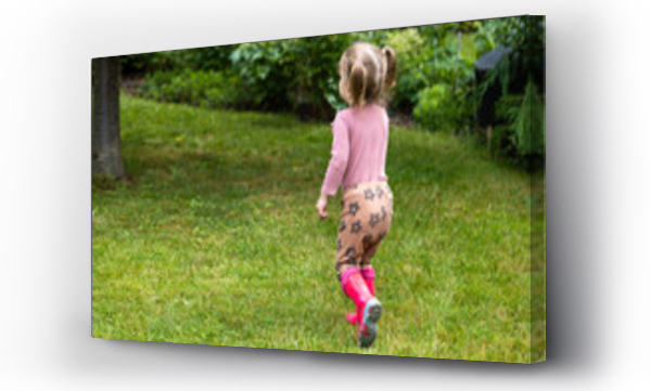 Wizualizacja Obrazu : #616523339 toddler girl spend time outdoor in rubber boots, children have fun in nature