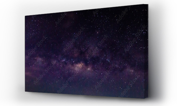 Wizualizacja Obrazu : #619447088 Panorama blue night sky milky way and star on dark background.Universe filled with stars, nebula and galaxy with noise and grain.Photo by long exposure and select white balance.Dark night sky.