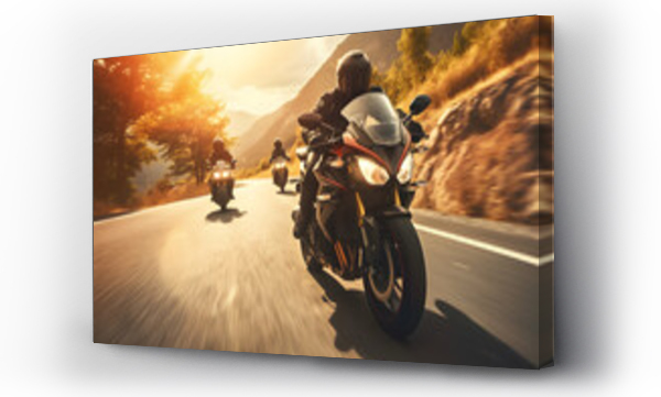 Wizualizacja Obrazu : #620578695 group of motorcycle riders riding toghether at sunset ai generated art