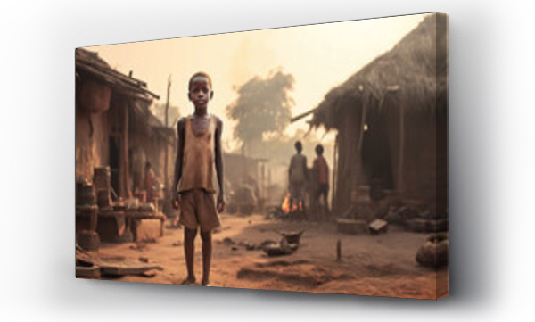 Wizualizacja Obrazu : #626644606 Portrait of little kid, dirty boy standing in poor african village, concept of hunger