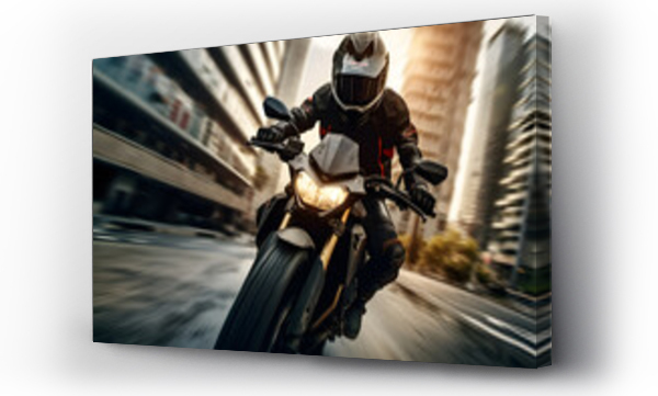 Wizualizacja Obrazu : #627567088 A man wearing a helmet and riding a motorcycle