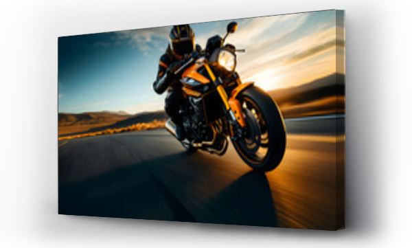 Wizualizacja Obrazu : #627567912 A motorcycle rider speeding on a road