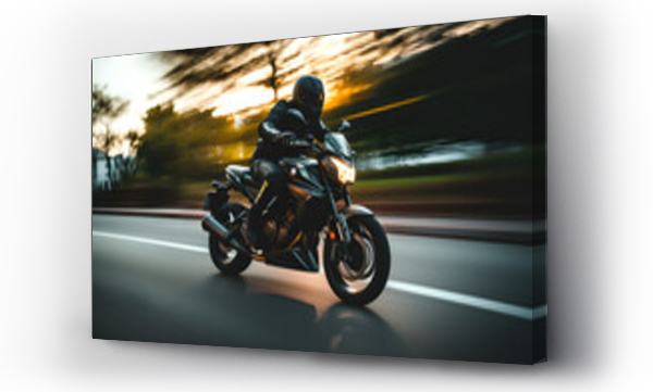 Wizualizacja Obrazu : #627567934 A motorcycle rider speeding on a road