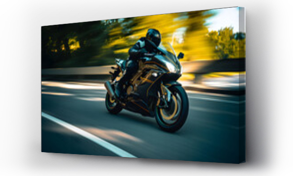 Wizualizacja Obrazu : #627567998 A motorcycle rider speeding on a road
