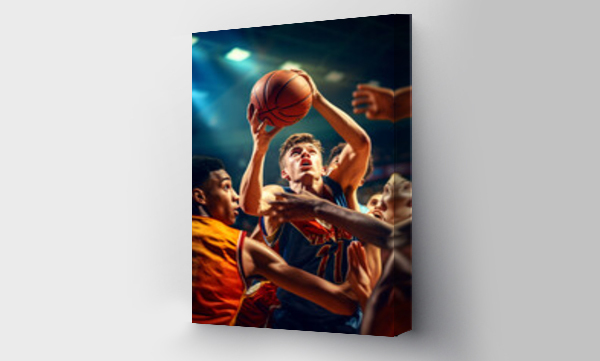 Wizualizacja Obrazu : #628405219 The competitive spirit of school sports captured in an action-packed basketball scoring moment