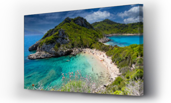 Wizualizacja Obrazu : #628609709 Krajobraz morski, wakacje i wypoczynek, morze i pla?a Porto Timoni, wyspa Korfu, Grecja