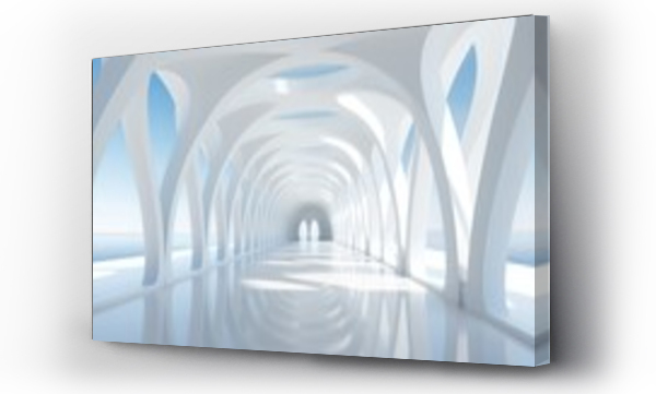 Wizualizacja Obrazu : #629487892 Abstract architecture background, futuristic white arched interior 3d render