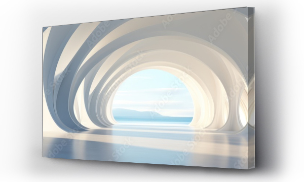 Wizualizacja Obrazu : #629487914 Abstract architecture background, futuristic white arched interior 3d render