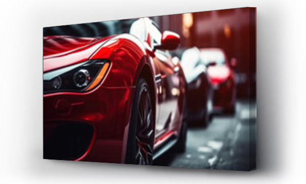 Wizualizacja Obrazu : #632236303 luxury modern red sports car close-up. Generative AI