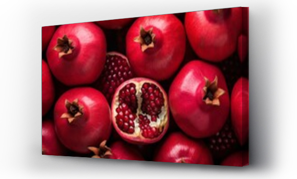 Wizualizacja Obrazu : #632774704 Abundance of fresh and healthy pomegranates fruit background texture