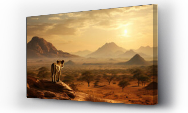 Wizualizacja Obrazu : #635039778 stunning, regal lion striding through a grassy plain 