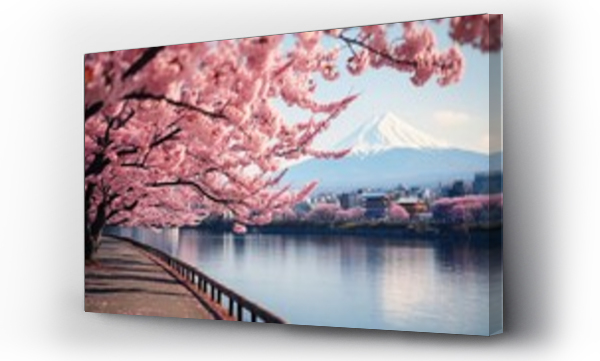 Wizualizacja Obrazu : #636038825 mount fuji and cherry blossom trees in spring, japan.