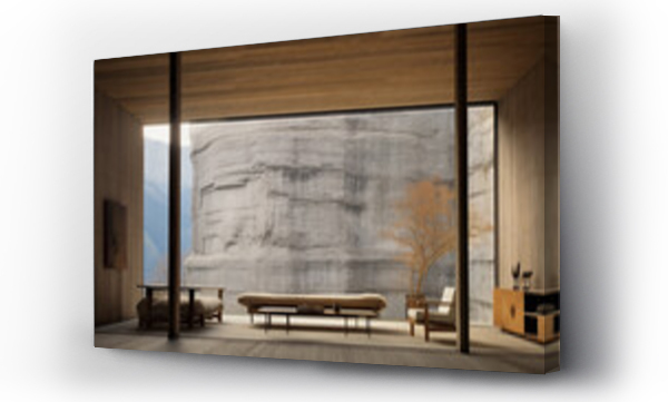 Wizualizacja Obrazu : #636609205 Ascetic minimalism defines the interior architecture wood stone plants