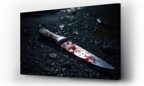 Wizualizacja Obrazu : #637441452 Close-up of a bloody knife lying on the ground