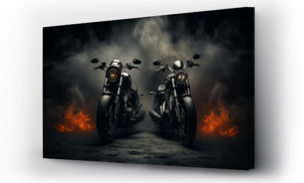 Wizualizacja Obrazu : #638136638 Modern picture of a speed motorcycle on the road isolated on dark background created with generative AI