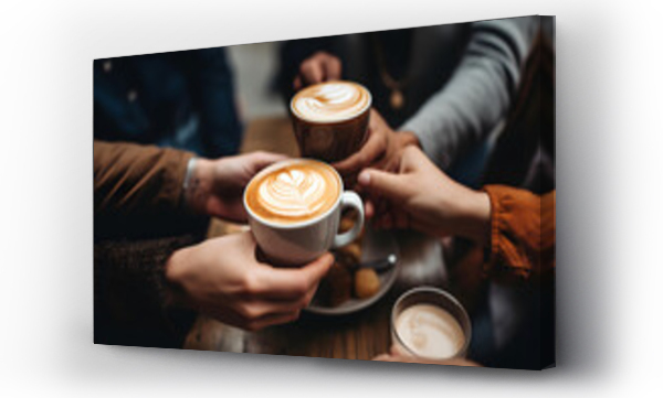 Wizualizacja Obrazu : #638668277 A group of friends enjoying coffee together. International coffee day concept. 