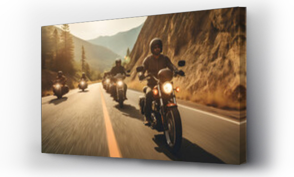 Wizualizacja Obrazu : #638900244 group of friends riding toghether at sunset group of motorcycle ai generated art