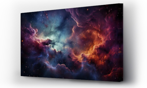 Wizualizacja Obrazu : #638942799 Abstract illustration, Colorful space galaxy cloud nebula. Stary night cosmos. Universe science astronomy. Supernova background wallpaper. Contrasting heaven and hell concept art