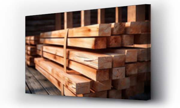 Wizualizacja Obrazu : #639566171 Wooden boards, lumber, industrial wood, timber. Pine wood timber