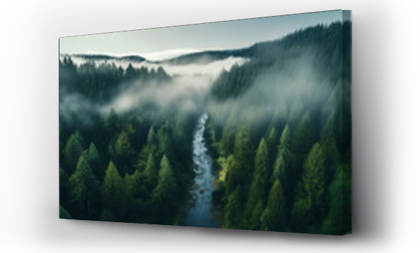 Wizualizacja Obrazu : #639871581 drone photo of foggy forest river in the mountains 