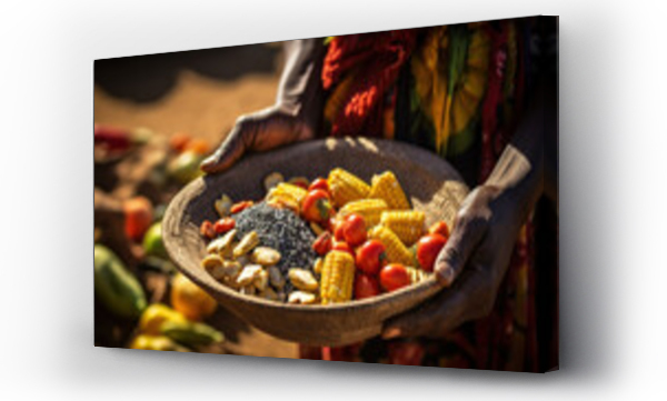 Wizualizacja Obrazu : #639913634 Solving hunger in Africa. Africa Hunger Crisis. People in Africa face acute food insecurity. African people hands with local foods