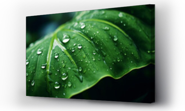 Wizualizacja Obrazu : #641732830 Water drops on Monstera leaf, nature background