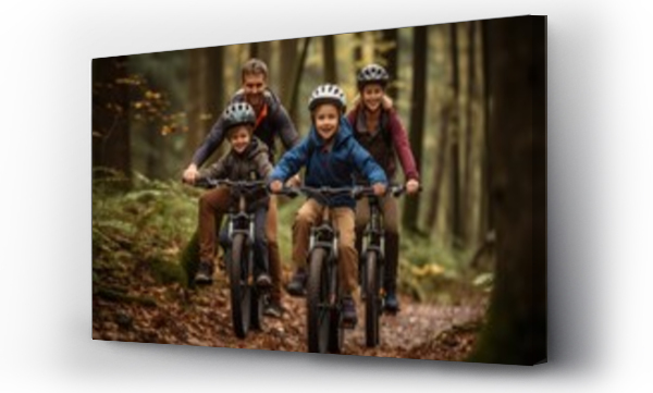 Wizualizacja Obrazu : #642441829 family ride bike in forest very happy 