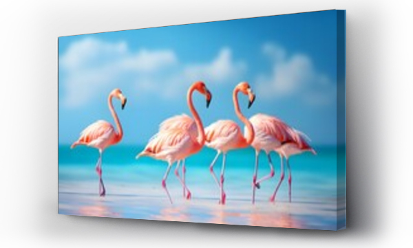 Wizualizacja Obrazu : #642911722 Pink flamingos bird in the lake.