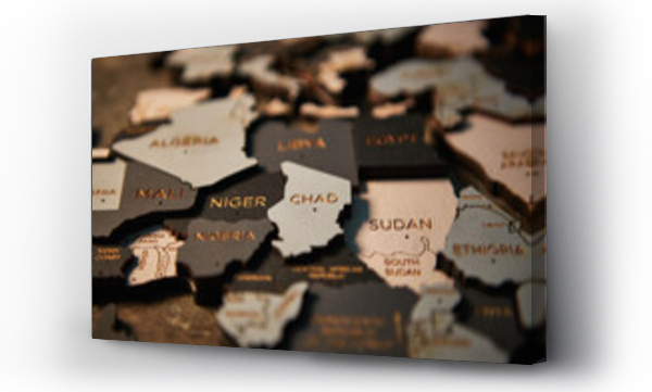 Wizualizacja Obrazu : #643503994 Niger, Chad and Sudan on wooden map of African continent