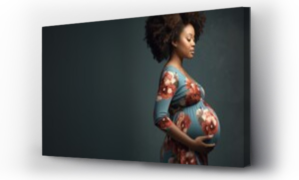 Wizualizacja Obrazu : #643722699 Side view of pregnant afro American woman, copy space, 16:9, high quality