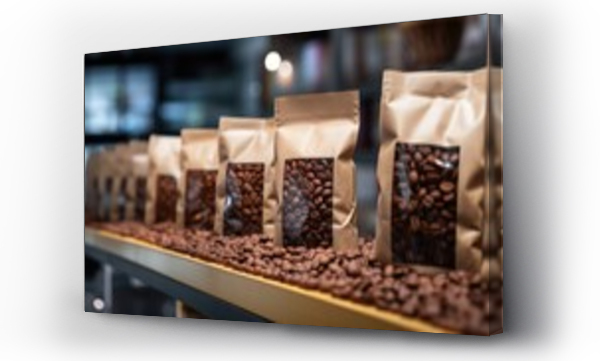 Wizualizacja Obrazu : #644082473 Unbranded bags of coffee beans in supermarket