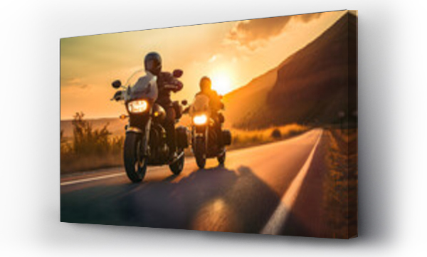 Wizualizacja Obrazu : #644103163 Sunset Bikers: Group of Motorcycle Riders Cruising Together