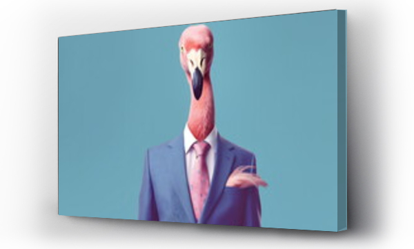 Wizualizacja Obrazu : #644633991 Flamingo in a blue jacket and tie
