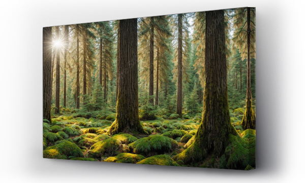 Wizualizacja Obrazu : #645443761 Healthy green trees in a forest of old spruce, fir and pine