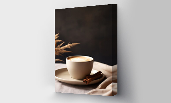 Wizualizacja Obrazu : #646926911 Cup of hot coffee with milk and cinnamon