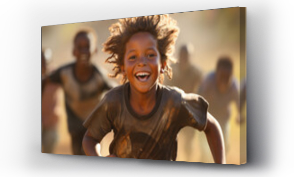 Wizualizacja Obrazu : #647391463 Children playing soccer with immense passion and skill. Generative Ai