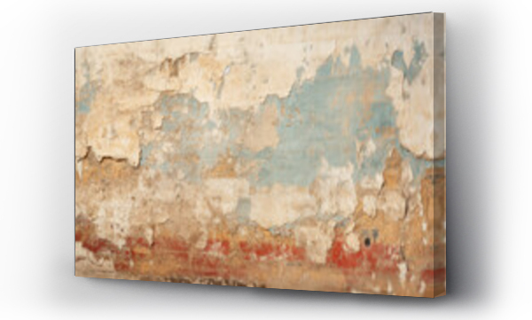 Wizualizacja Obrazu : #647428011 Vintage wall with rough cracked paint, old fresco texture background