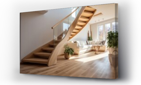 Wizualizacja Obrazu : #647919362 Modern natural ash tree wooden stairs in new house interior 8k,